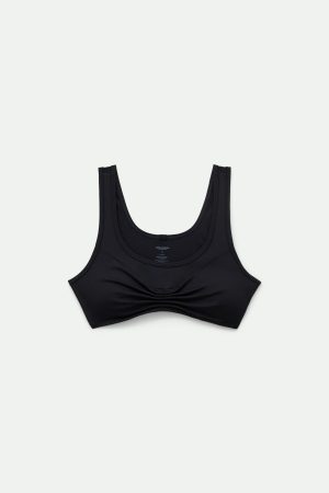 Black Kiki Pleated Bra