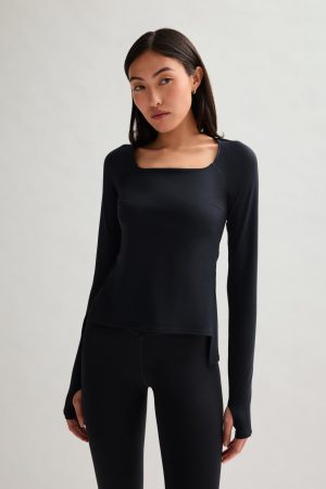 Black ReSet High-Low Long Sleeve Top