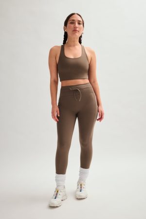 Café Compressive Drawstring Pocket Legging