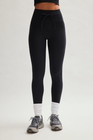 Black Compressive Drawstring Pocket Legging