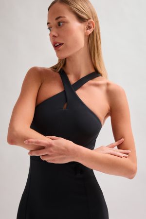 Black Becca X Neck Dress